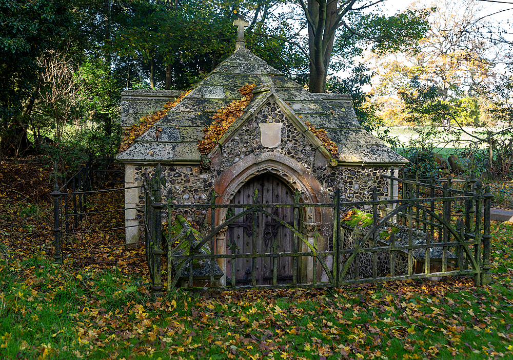 Fitzgerald family crypt in churchyard at Boulge church, Suffolk, England, UK