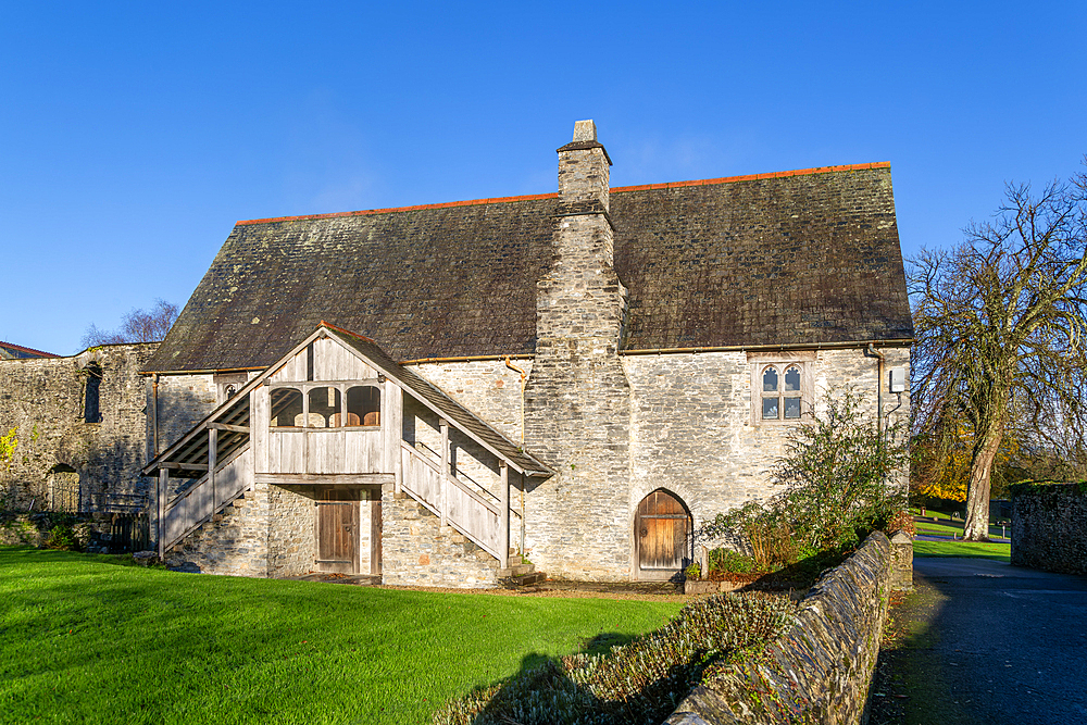 Historic medieval guest house building, Buckfast Abbey, Buckfastleigh, Devon. England, UK