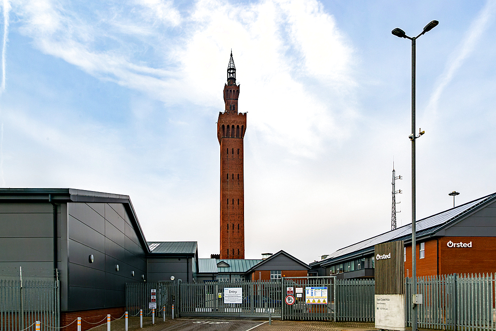 Grimsby Dock Tower 1852, hydraulic accumulator tower designer James William Wild, Grimsby, Lincolnshire, England, UK