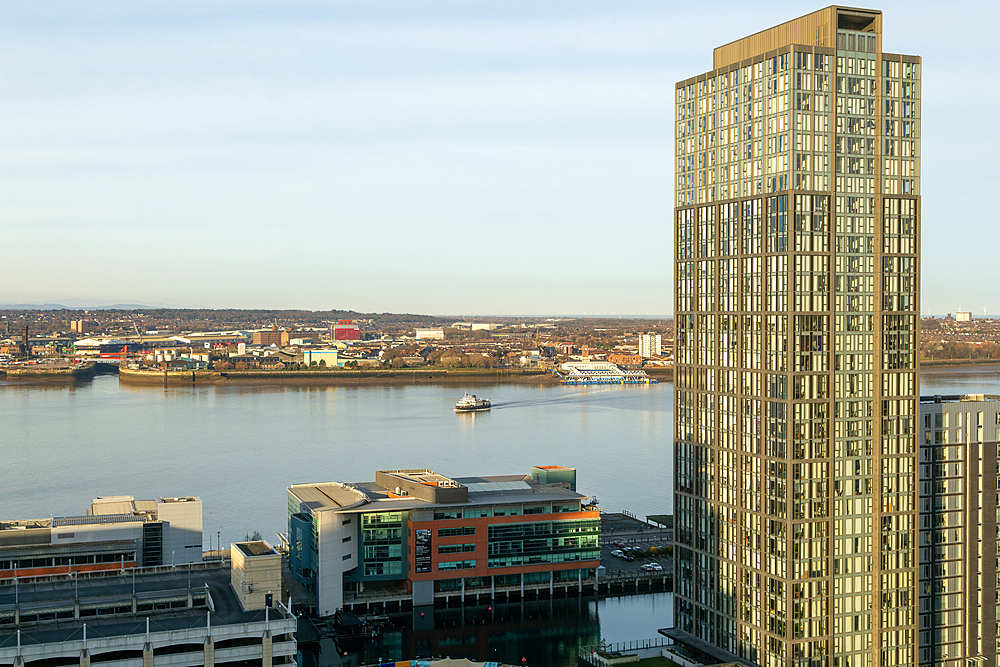 The Lexington building, 35-storey residential development by Moda Group, Princes Dock, Liverpool, England, UK built 2021