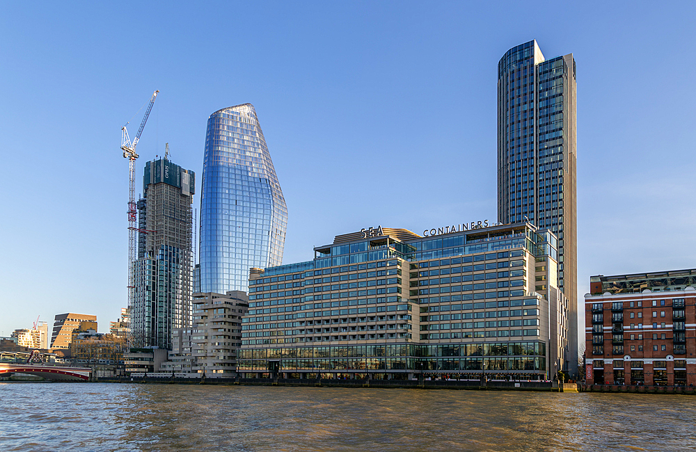 Southbank Central skyscraper office blocks, Sea Containers building, Blackfriars Bridge, Southbank, River Thames, London, England, UK