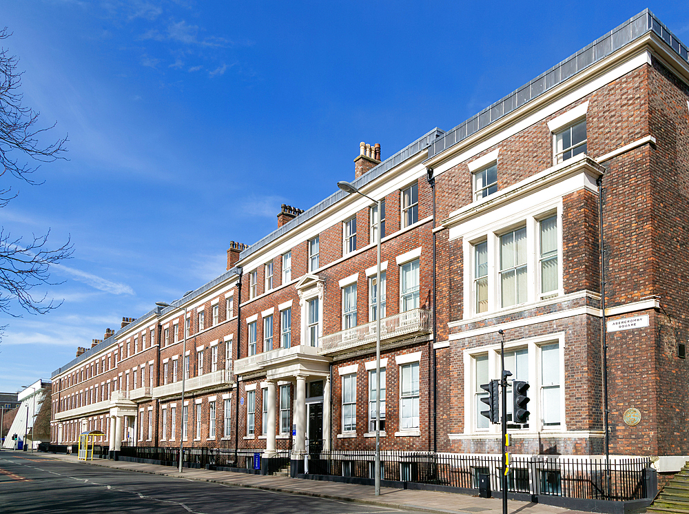 Historic Georgian architecture of Abercromby Square, CentralCampus, University of Liverpool, England, UK
