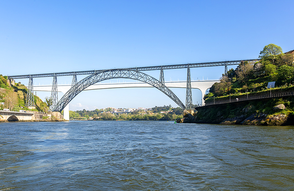 Ponte Maria Pia bridge 1877, Ponte de São João railway bridge, bridges over River Douro, Porto, Portugal, Europe