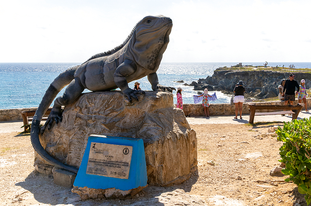 Iguana sculpture, Punta Sur, Isla Mujeres, Caribbean Coast, Cancun, Quintana Roo, Mexico, North America