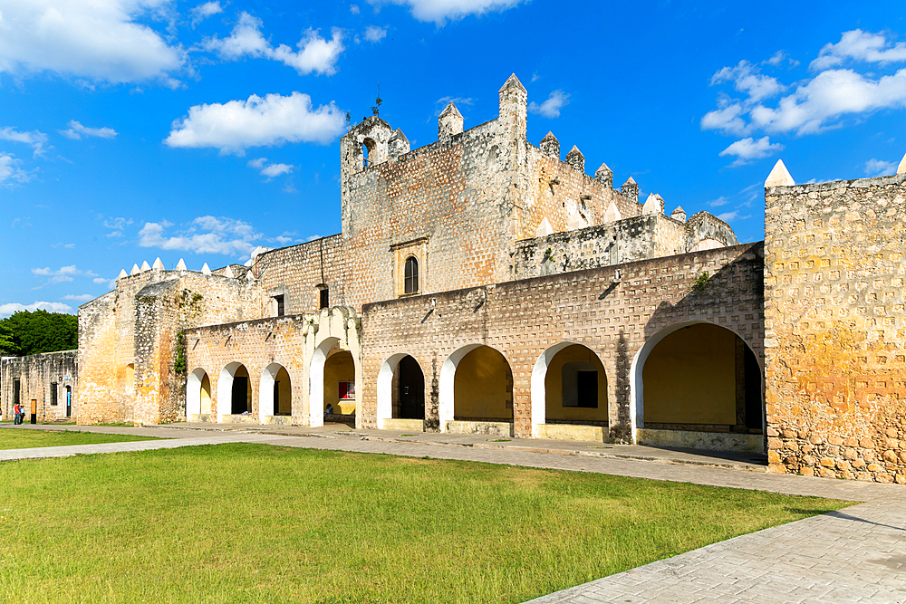 Frontage of Convent of San Bernardino of Sienna, Valladolid, Yucatan, Mexico, North America