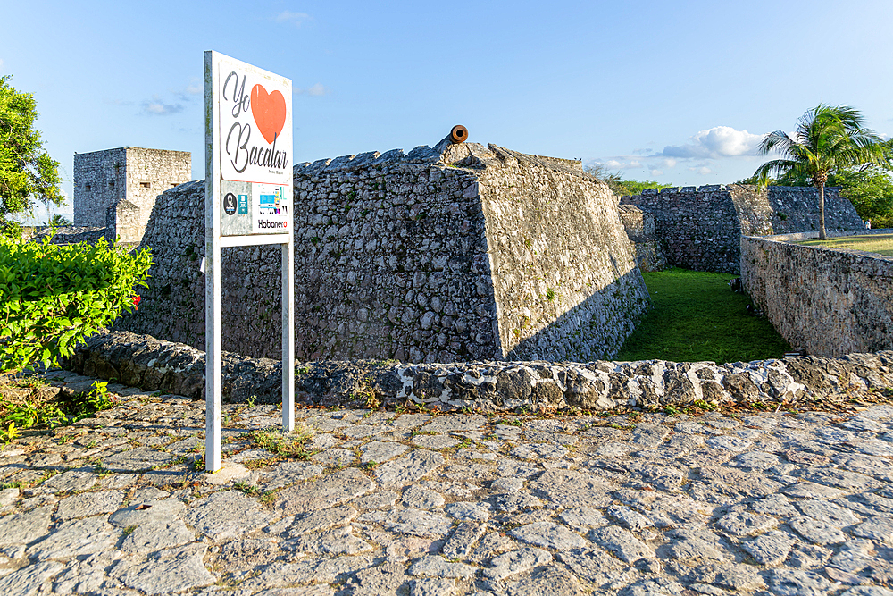 Spanish colonial fortification, Fort de San Felipe, Bacalar, Quintana Roo, Yucatan Peninsula, Mexico, North America