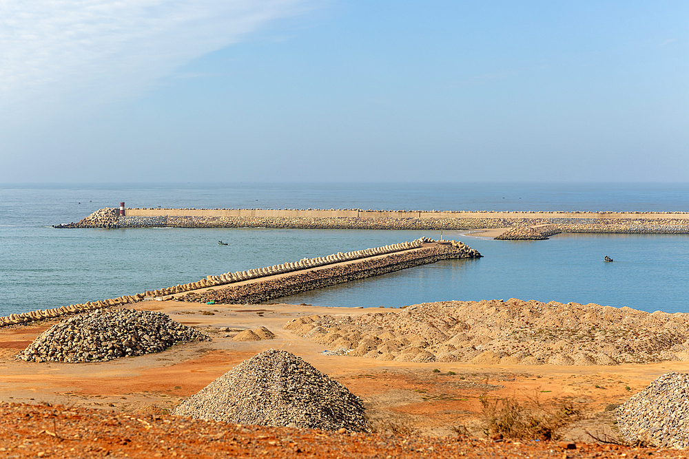 Breakwater barriers harbour at port of Sidi Ifni, Morocco, North Africa, Africa