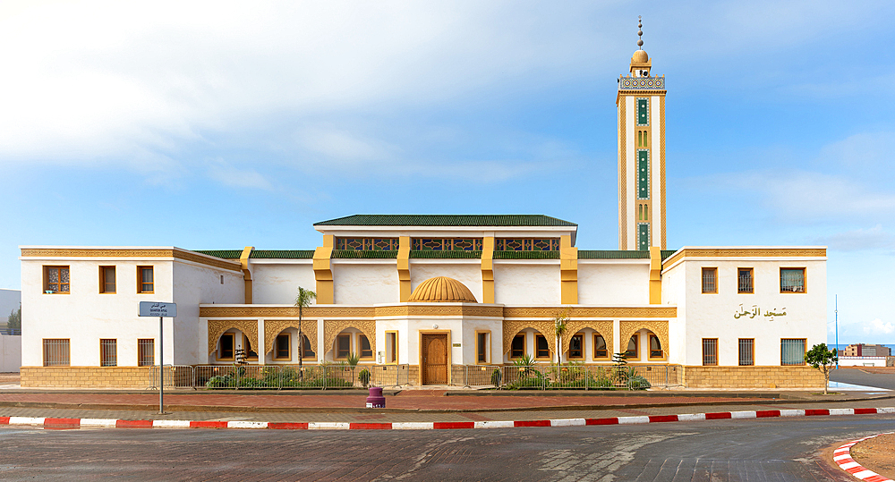 The Grand Mosque in town centre, Mirleft, southern Morocco, North Africa, Africa