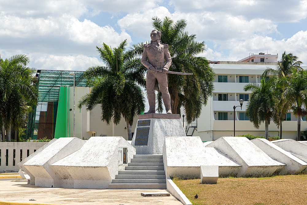 Statue sculpture of Capitan de Fragata Pedro Sainz de Baranda y Barreiro died 1845, Campeche City, Campeche State, Mexico, North America