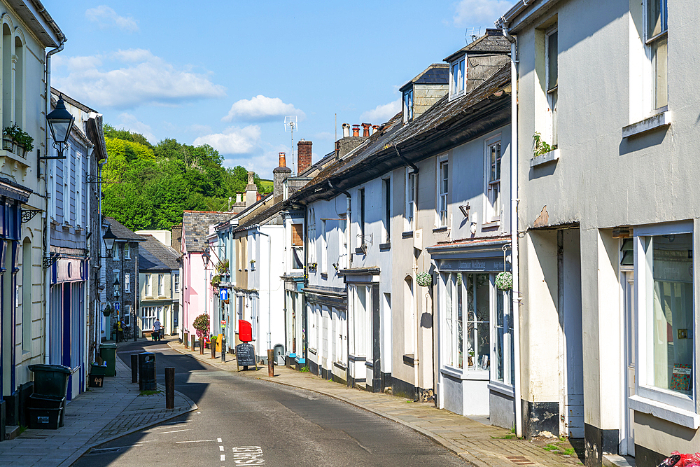 Shops in town centre of Buckfastleigh, south Devon, England, United Kingdom, Europe