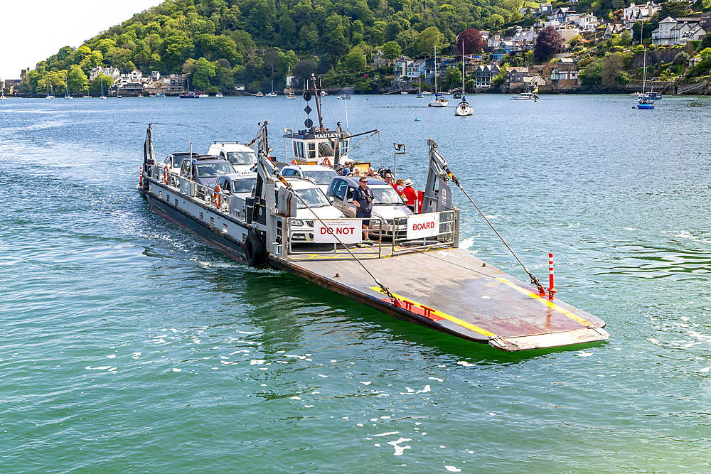 Vehicle ferry between Kingswear and Dartmouth arriving at Dartmouth, Devon, England, United Kingdom, Europe