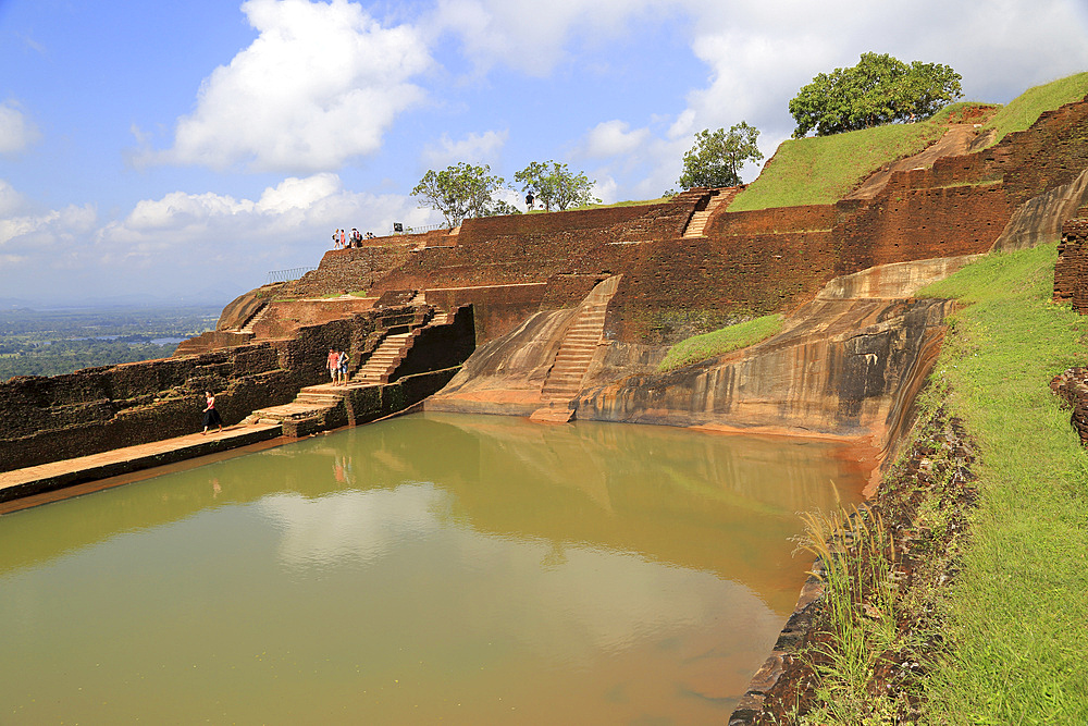 Bathing pool in rock palace fortress on rock summit, Sigiriya, UNESCO World Heritage Site, Central Province, Sri Lanka, Asia