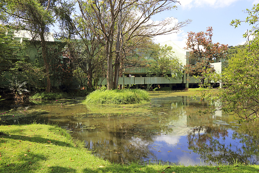 Lake and museum building, Sigiriya, Central Province, Sri Lanka, Asia