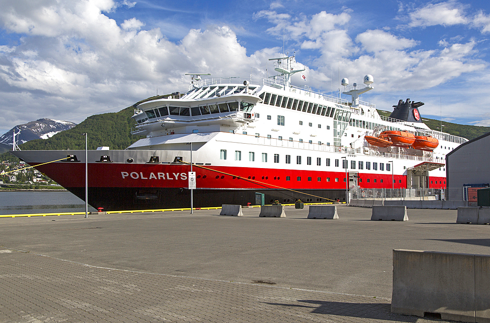 Hurtigruten ferry ship Polarlys at quayside, Tromso, Norway, Scandinavia, Europe