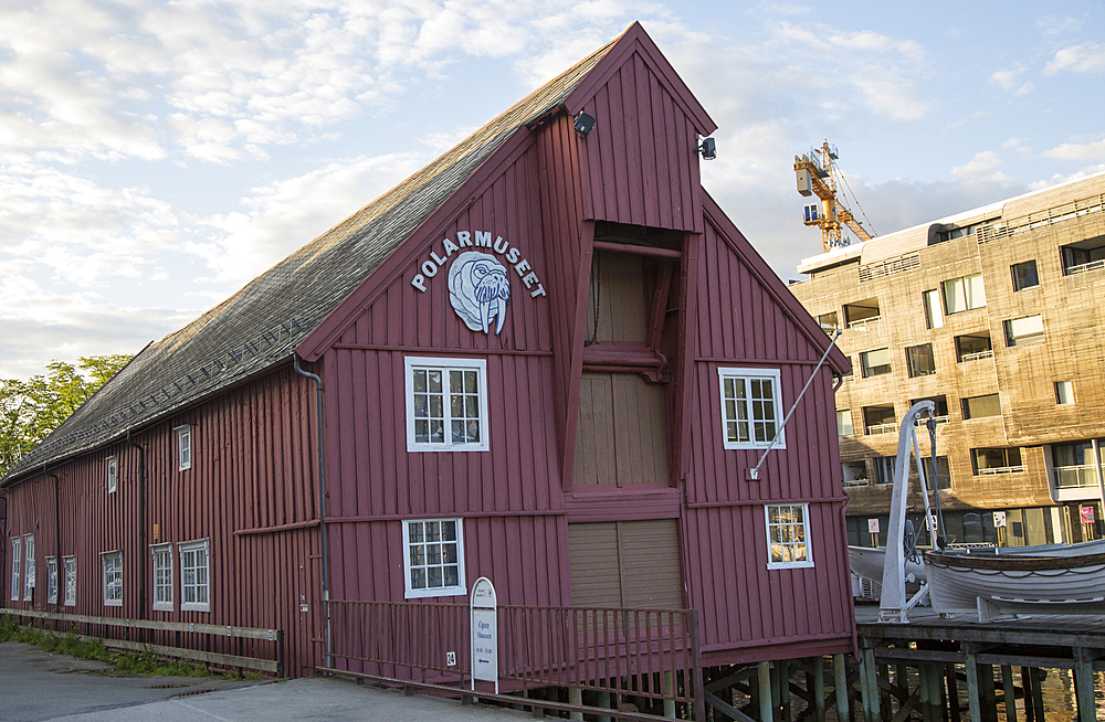 Historic wooden building housing the Polar Museum, Tromso, Norway, Scandinavia, Europe