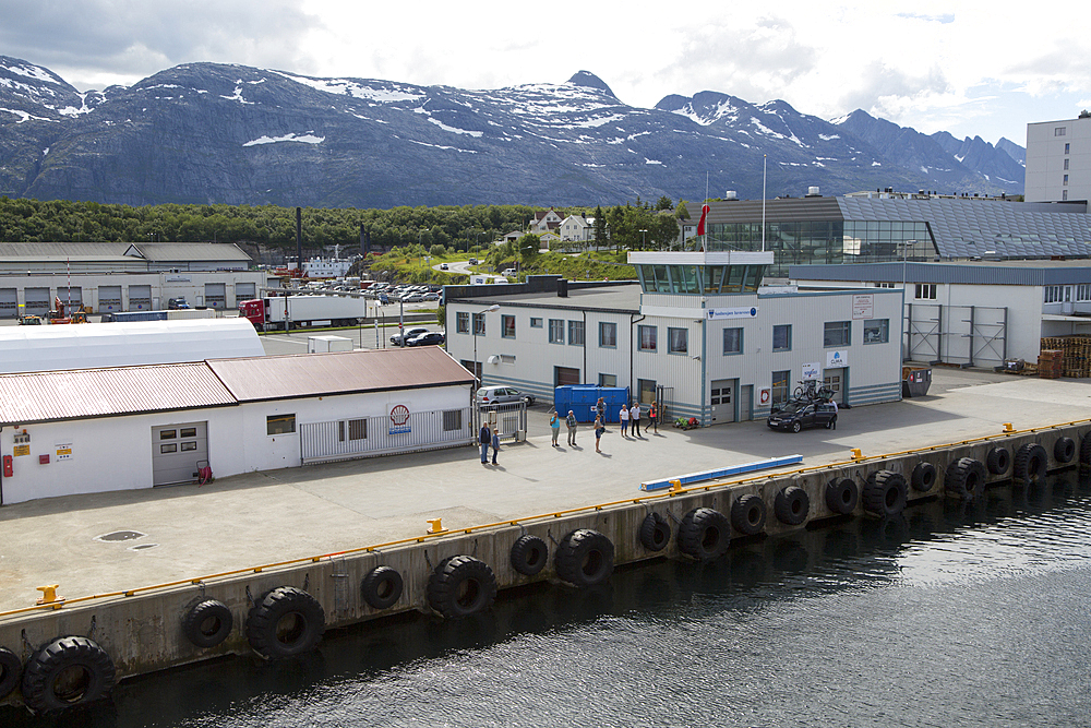 Quayside of port of Sandnessjoen, Nordland, Norway, Scandinavia, Europe