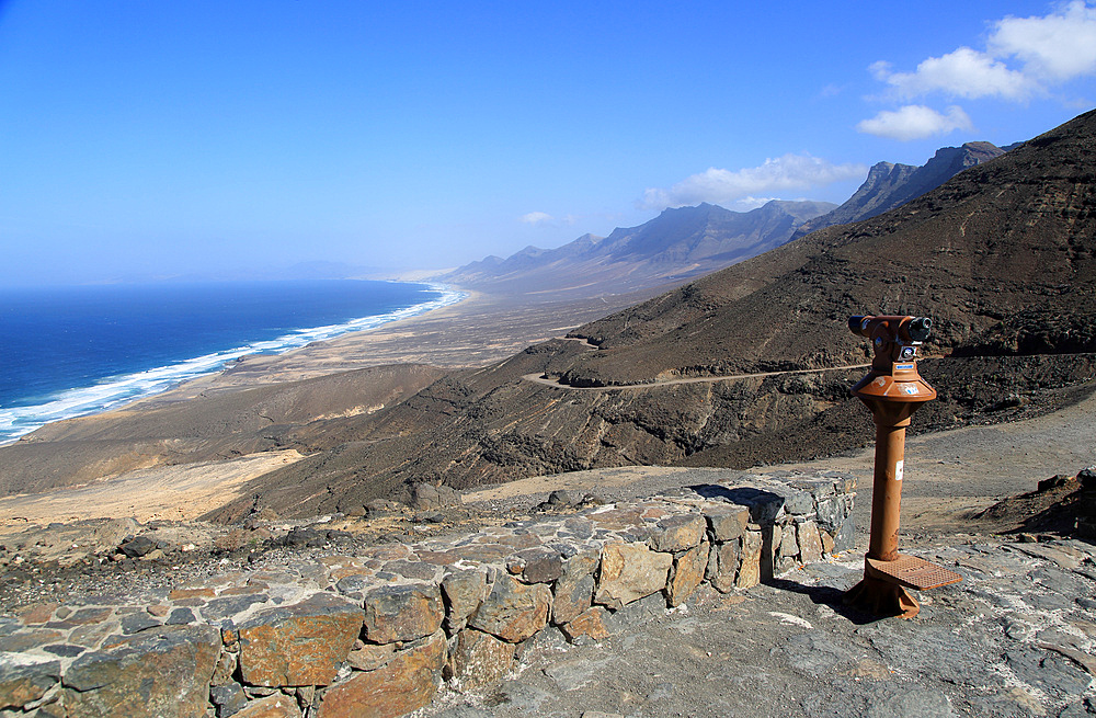 Viewpoint to Cofete beach Atlantic Ocean coast, Jandia peninsula, Fuerteventura, Canary Islands, Spain, Atlantic, Europe