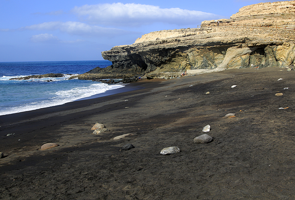 Black sand beach at Ajuy, Fuerteventura, Canary Islands, Spain, Atlantic, Europe