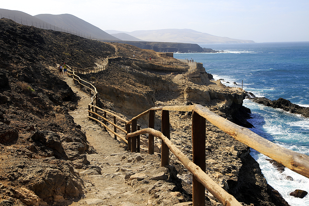 Cliff top footpath at Ajuy, Fuerteventura, Canary Islands, Spain, Atlantic, Europe