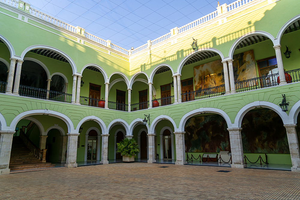 Courtyard interior of Governor's Palace government building (Palacio de Gobierno), Merida, Yucatan State, Mexico, North America