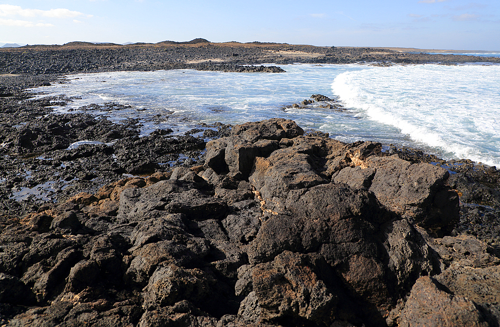 Coastal landscape near Majanicho on north coast of Fuerteventura, Canary Islands, Spain, Atlantic, Europe