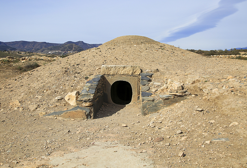 Burial chamber tomb mound, Los Millares prehistoric settlement, Almeria, Andalusia, Spain, Europe