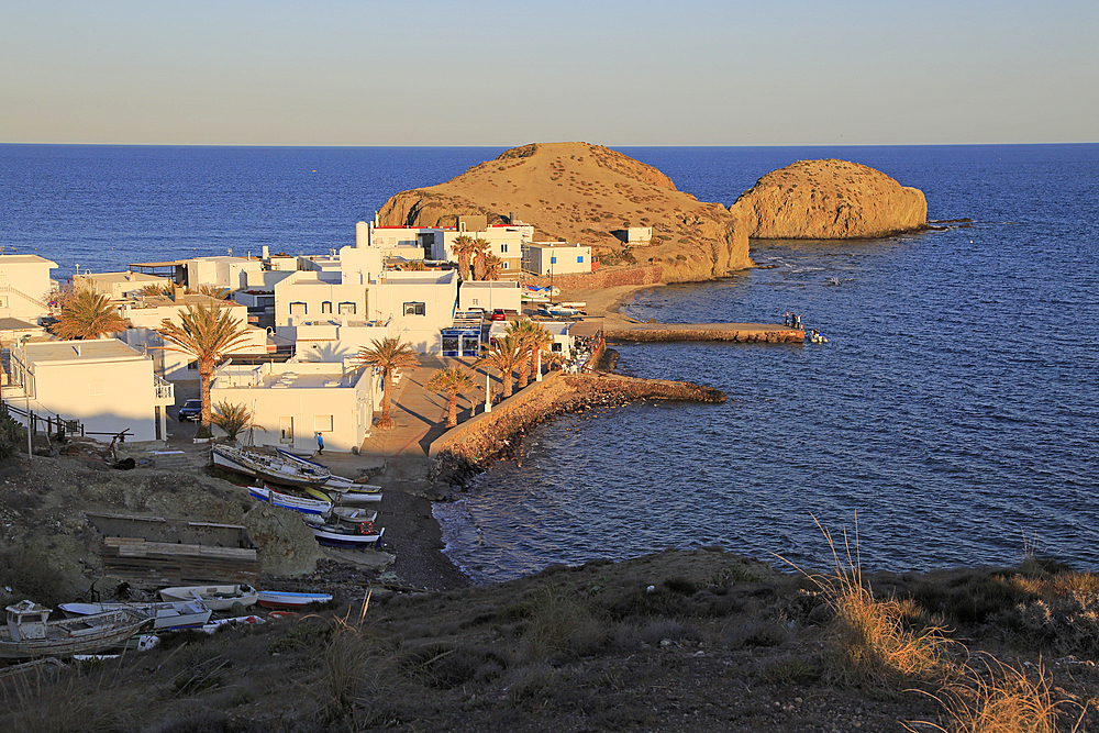 Small fishing village of Isleta del Moro, Cabo de Gata natural park, Almeria, Andalusia, Spain, Europe