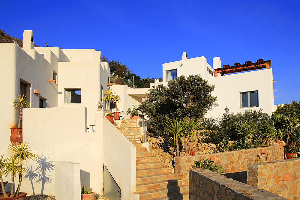 Modern architecture tourist accommodation, Los Presillas Bajas, Cabo de Gata natural park, Almeria, Andalusia, Spain, Europe