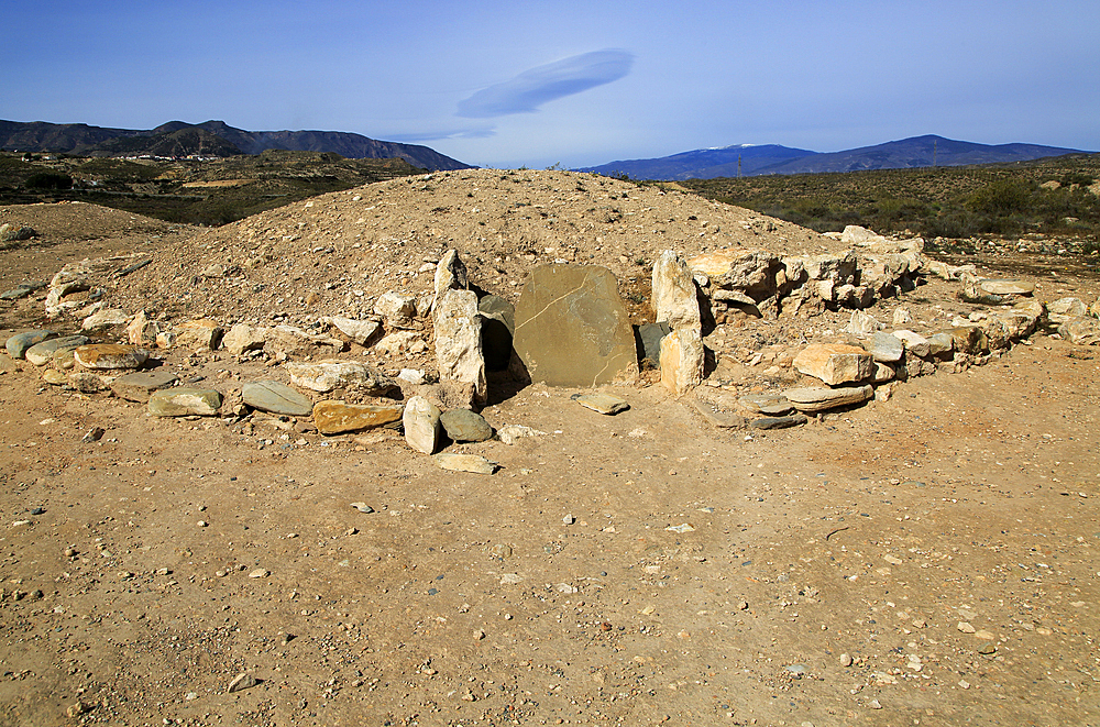 Burial chamber tomb mound, Los Millares prehistoric settlement, Almeria, Andalusia, Spain, Europe