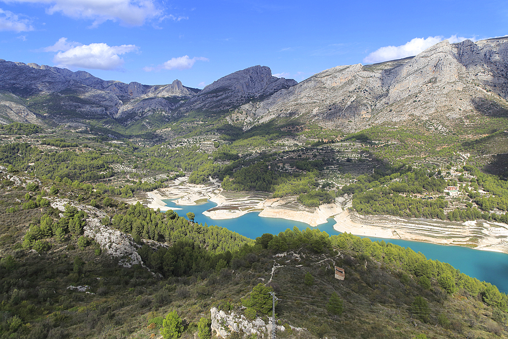 Guadalest Reservoir lake, Embassament de Guadalest, Valley of Gaudalest, Alicante province, Spain, Europe