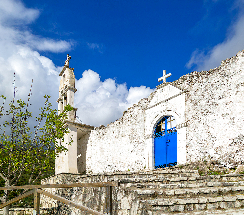 Exterior of Greek Orthodox church of Saint Mary (Panagia Monastery), Dhermi, Albania, Europe