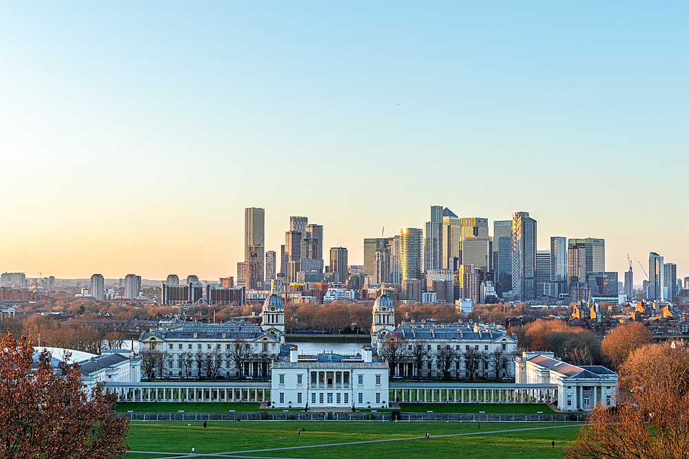 Cityscape photo of the high buildings, from Greenwich, London, England, United Kingdom, Europe