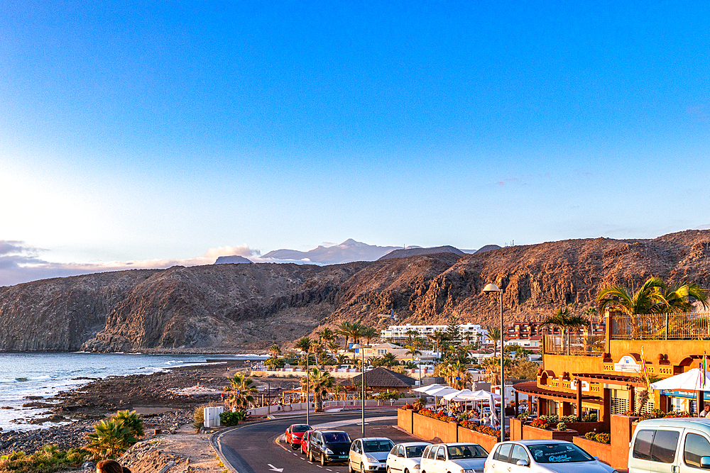 Scenic landscape photo with cars and mountains in Tenerife, Canary Islands, Spain, Atlantic, Europe