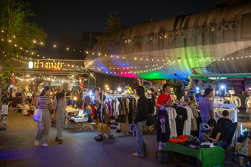 Bangkok, Thailand - March 2, 2025: People at the ChangChui Creative Park in Bangkok, Thailand.