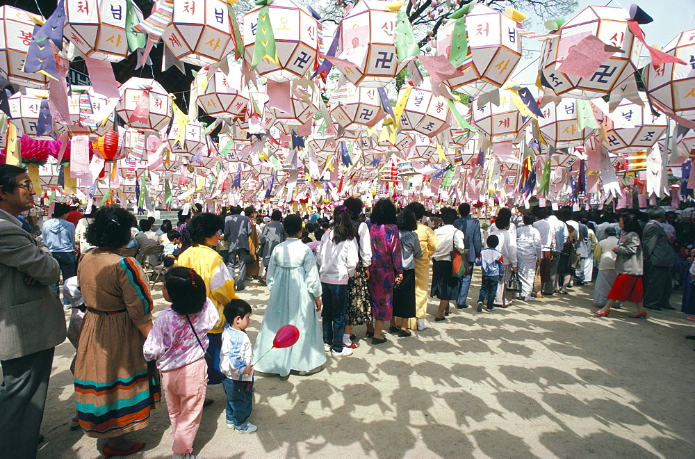 Lantern display at Chogyesa Temple on Buddha's birthday, Korea, Asia