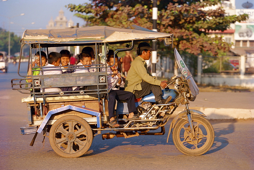 Jumbo motorcycle taxi, Vientiane, Laos, Indochina, Southeast Asia, Asia