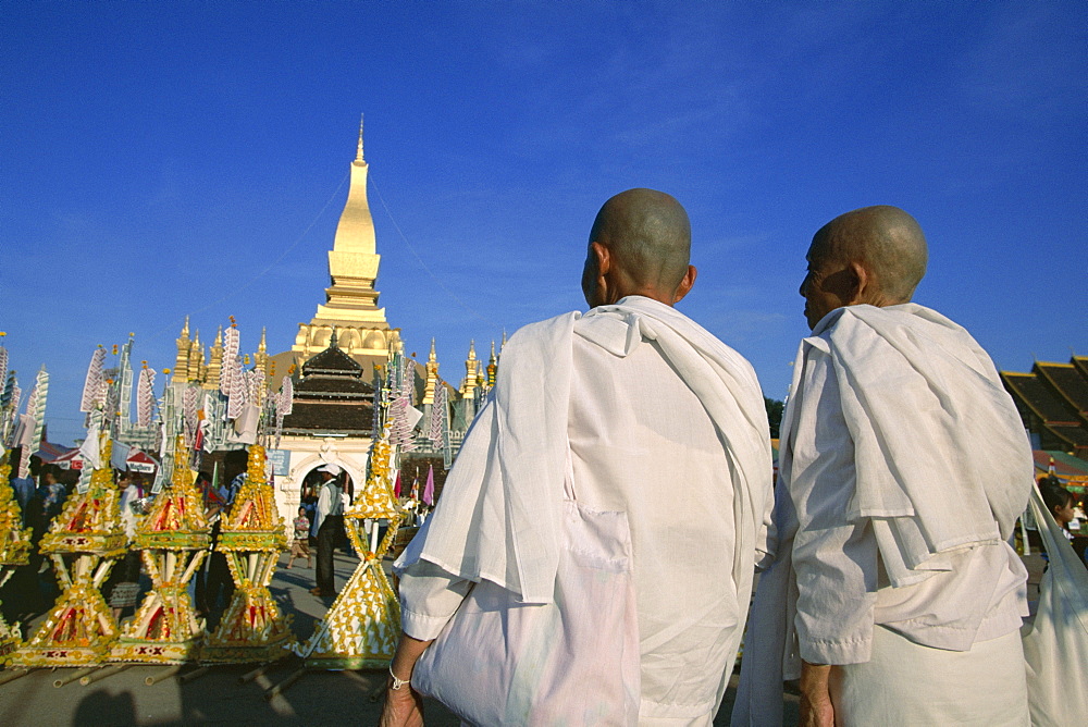 Religious rites, Pha That Luang, Vientiane, Laos, Indochina, Southeast Asia, Asia