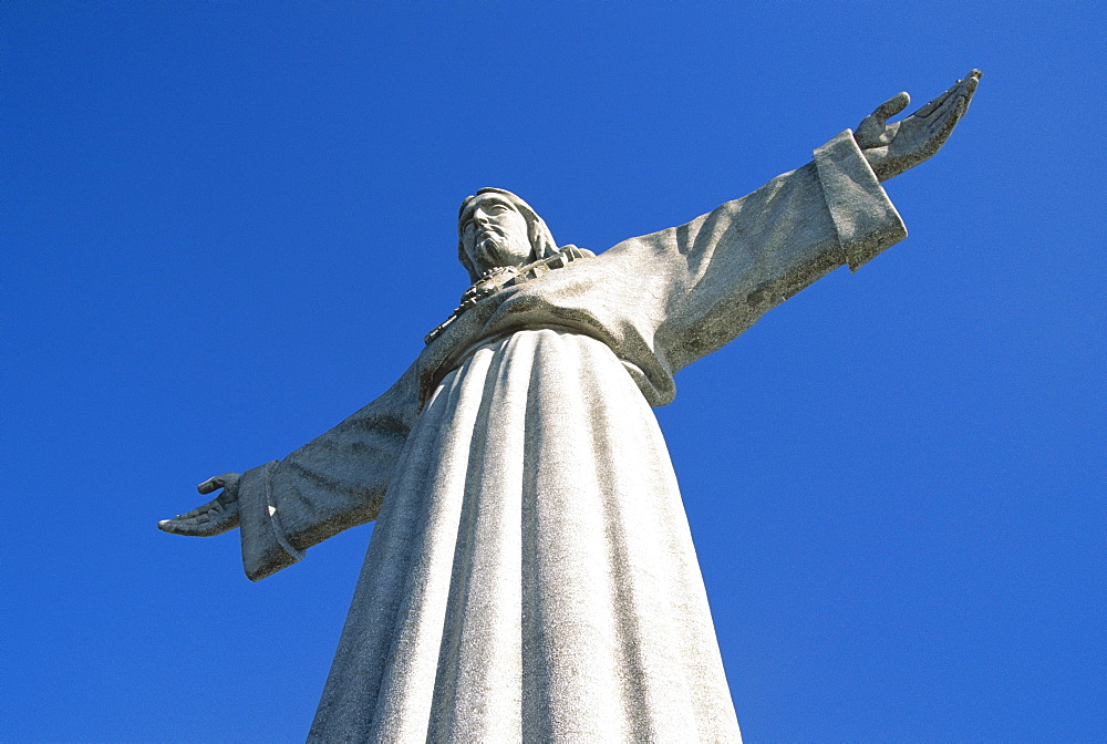 Cristo Rei (standing Christ) statue, 28m tall, erected in 1959, in Cacilhas suburb, Lisbon, Portugal, Europe