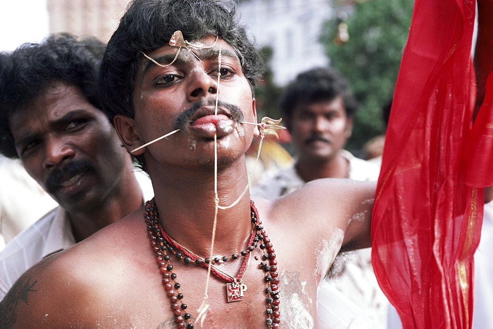 Kavadis holding procession, Festival of Purification, Singapore, Asia