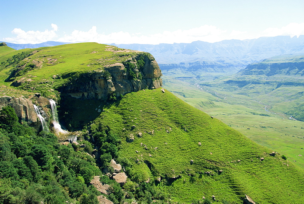 Cascade along Champagne Castle Valley, South Africa, AFrica