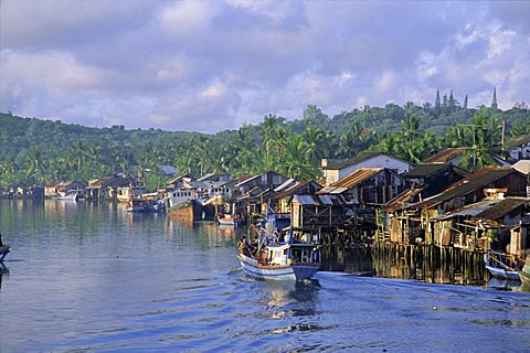 Fishing trawlers in the harbour, Phu Quoc Island, southwest Vietnam, Indochina, Southeast Asia, Asia