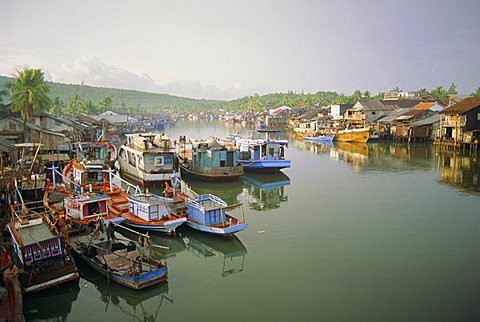 Fishing trawlers in the harbour, Phu Quoc island in south west of the country, Vietnam