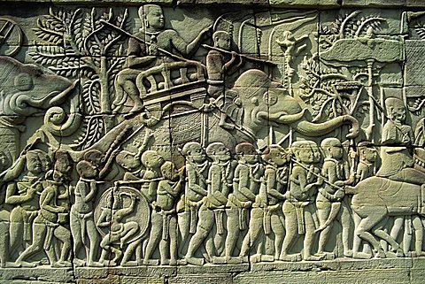 Relief, Bayon, Angkor, UNESCO World Heritage Site, Siem Reap, Cambodia, Indochina, Southeast Asia, Asia