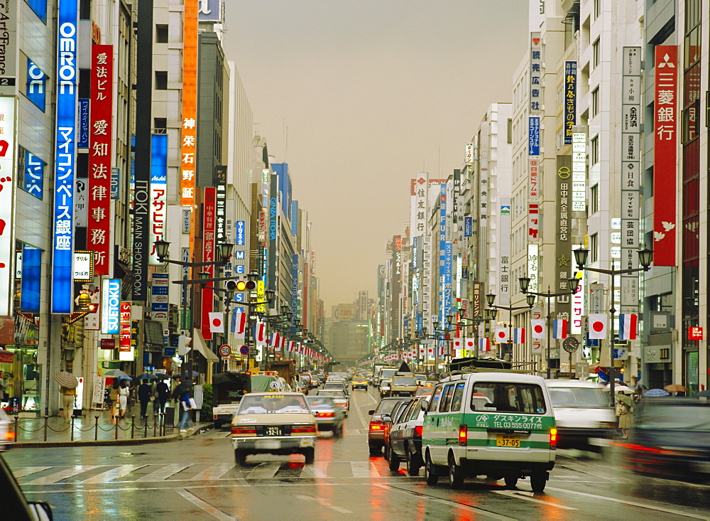 Chuo-Dori Avenue, main street in Ginza district, Tokyo, Japan