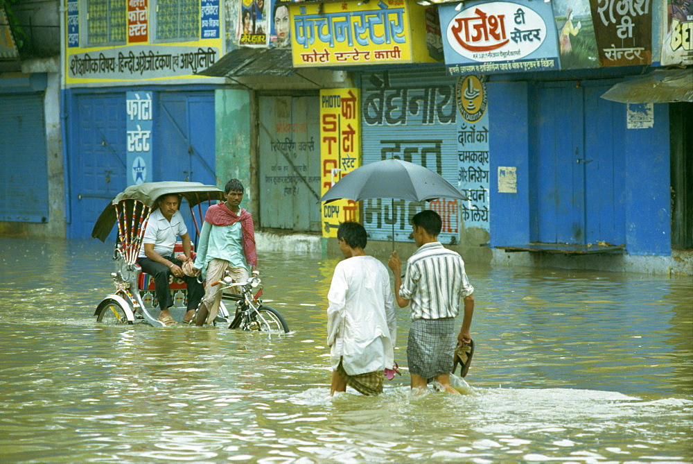 Flooding after the monsoon, India, Asia