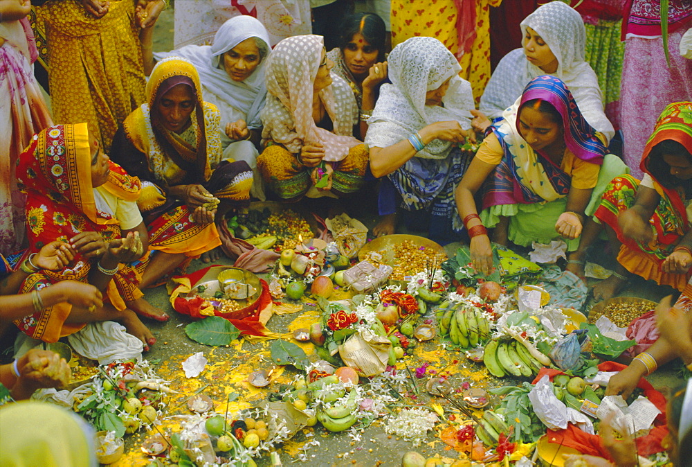 Women at the Lakshmi Puja Festival celebrating Lakshmi, the Hindu Goddess of Wealth and Beauty, India