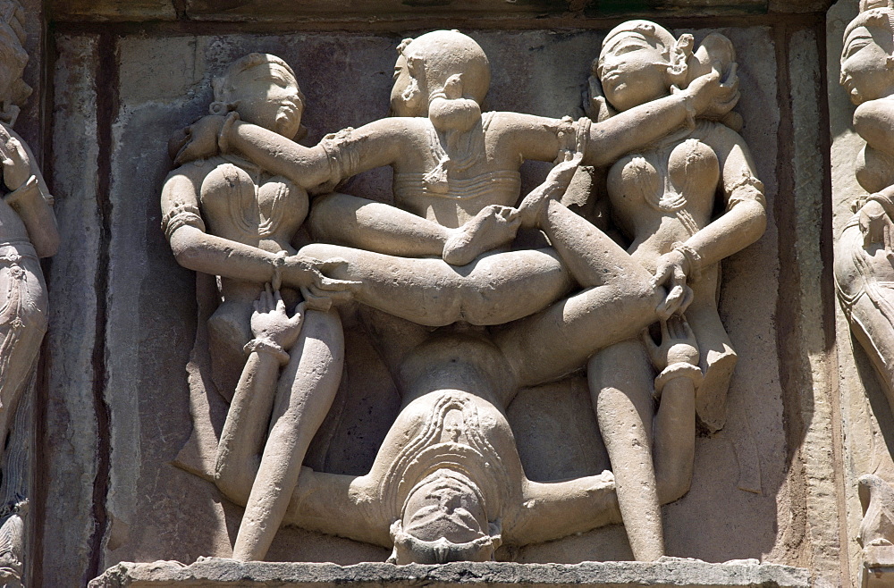 Detail from the Kandariya Mahadev temple, Western Group, UNESCO World Heritage Site, Khajuraho, Madhya Pradesh state, India, Asia