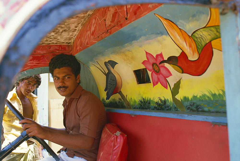 Garishly painted trucks in south India, India, Asia