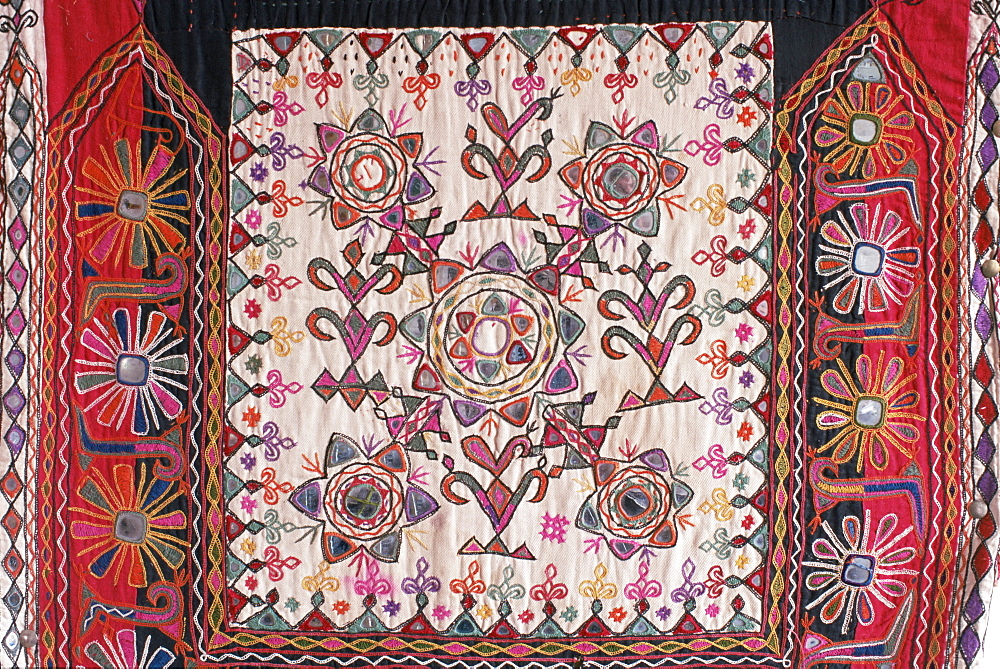 Traditional Rabari tribal embroidered fabrics, Kutch, Gujarat state, India, Asia