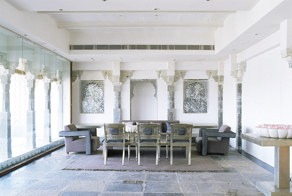 Conference room, Devi Garh Fort Palace Hotel, near Udaipur, Rajasthan state, India, Asia